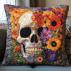 Skull Floral Quilted Cushion Cover printed cushion cover