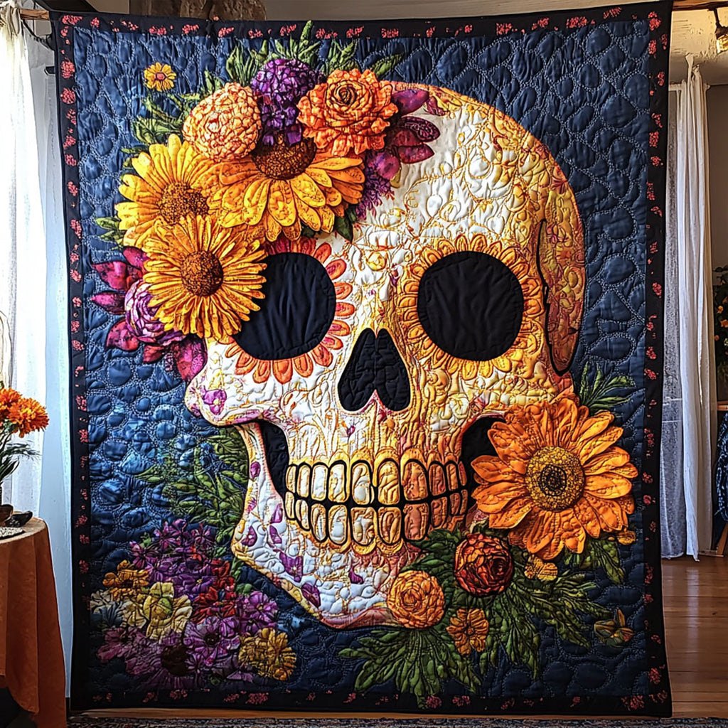 Skull Garden Quilted Blanket printed blanket