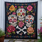 Skull Garden Trio Quilted Blanket printed blanket