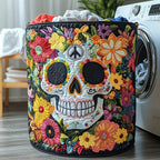 Skull in Bloom Quilted Laundry Hamper printed laundry hamper