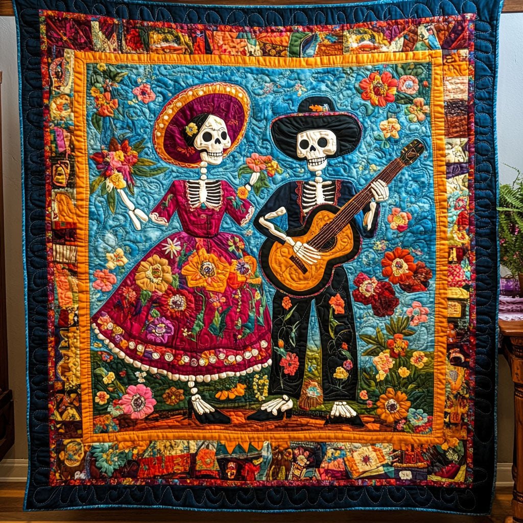Skull of Flora Quilted Blanket printed blanket