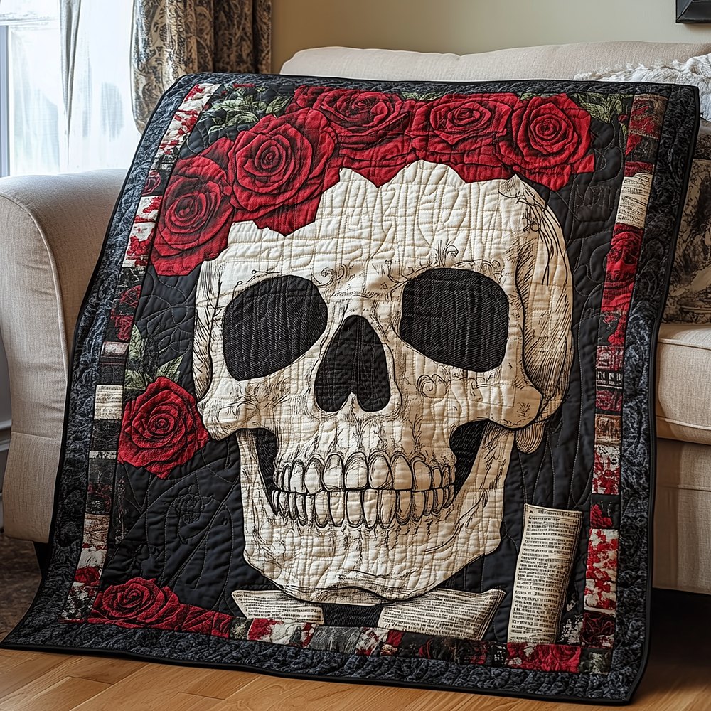 Skull Quilted Blanket printed blanket
