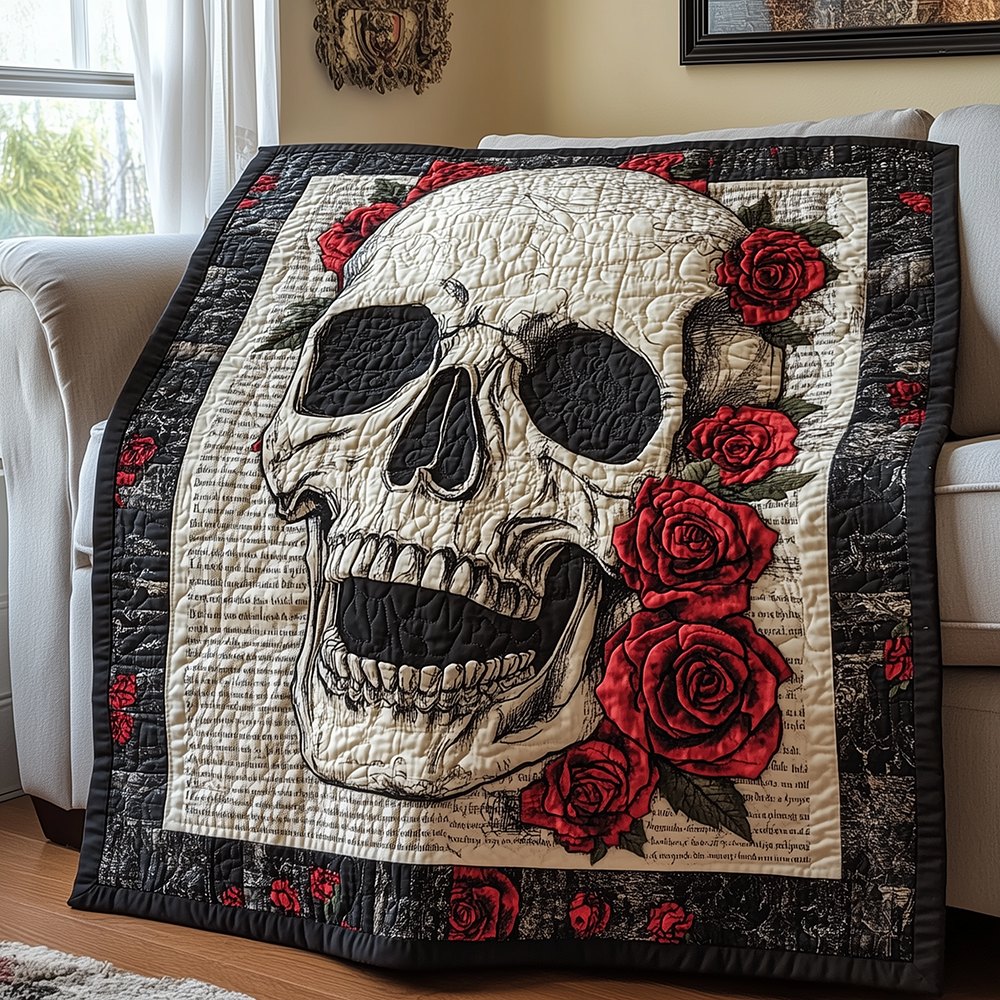 Skull Quilted Blanket printed blanket