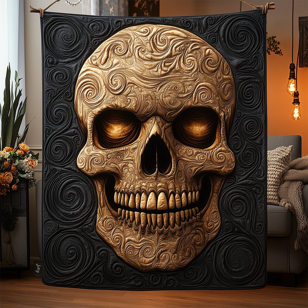 Skull Quilted Blanket printed blanket