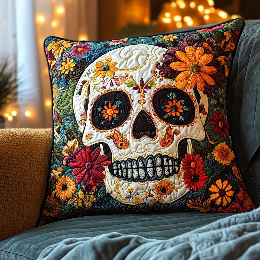 Skull Quilted Cushion Cover printed cushion cover