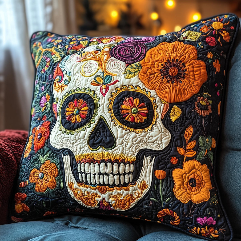 Skull Quilted Cushion Cover printed cushion cover