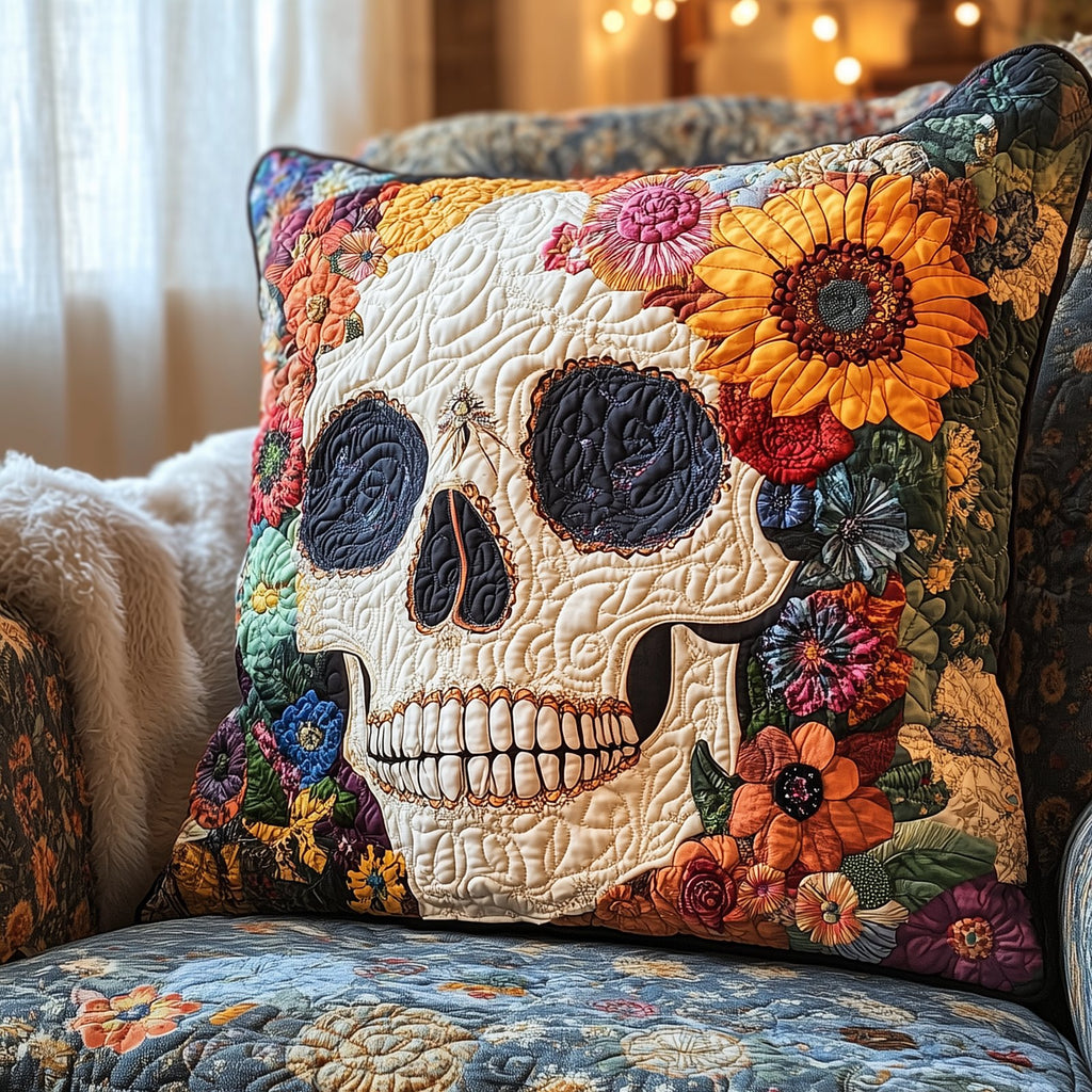 Skull Quilted Cushion Cover printed cushion cover