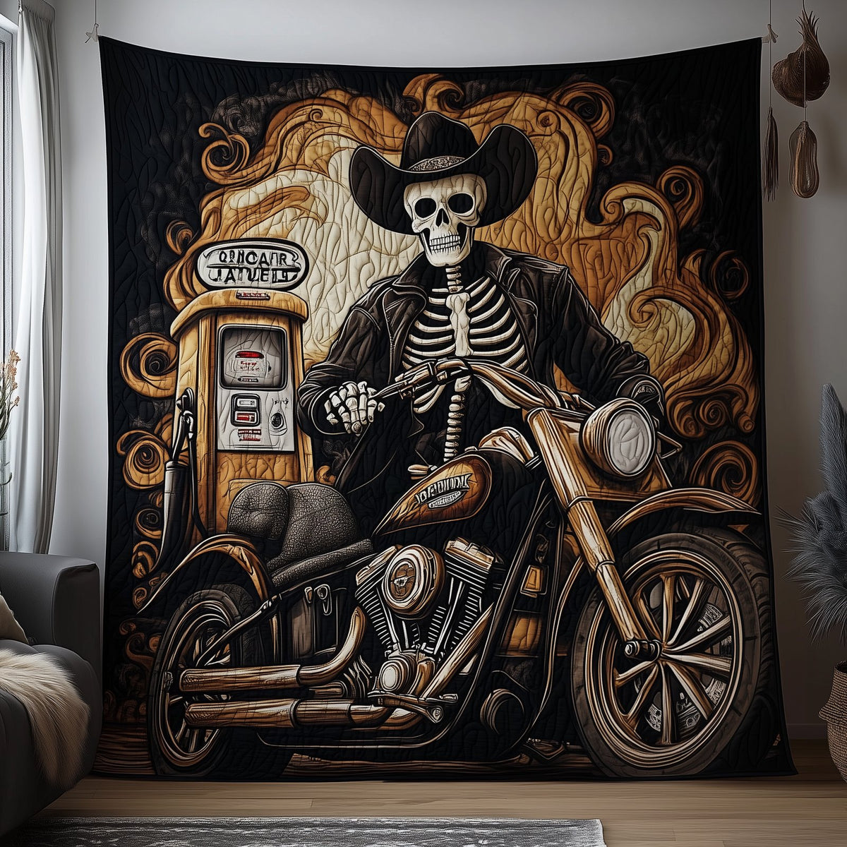 Skull Rider Quilted Blanket printed blanket