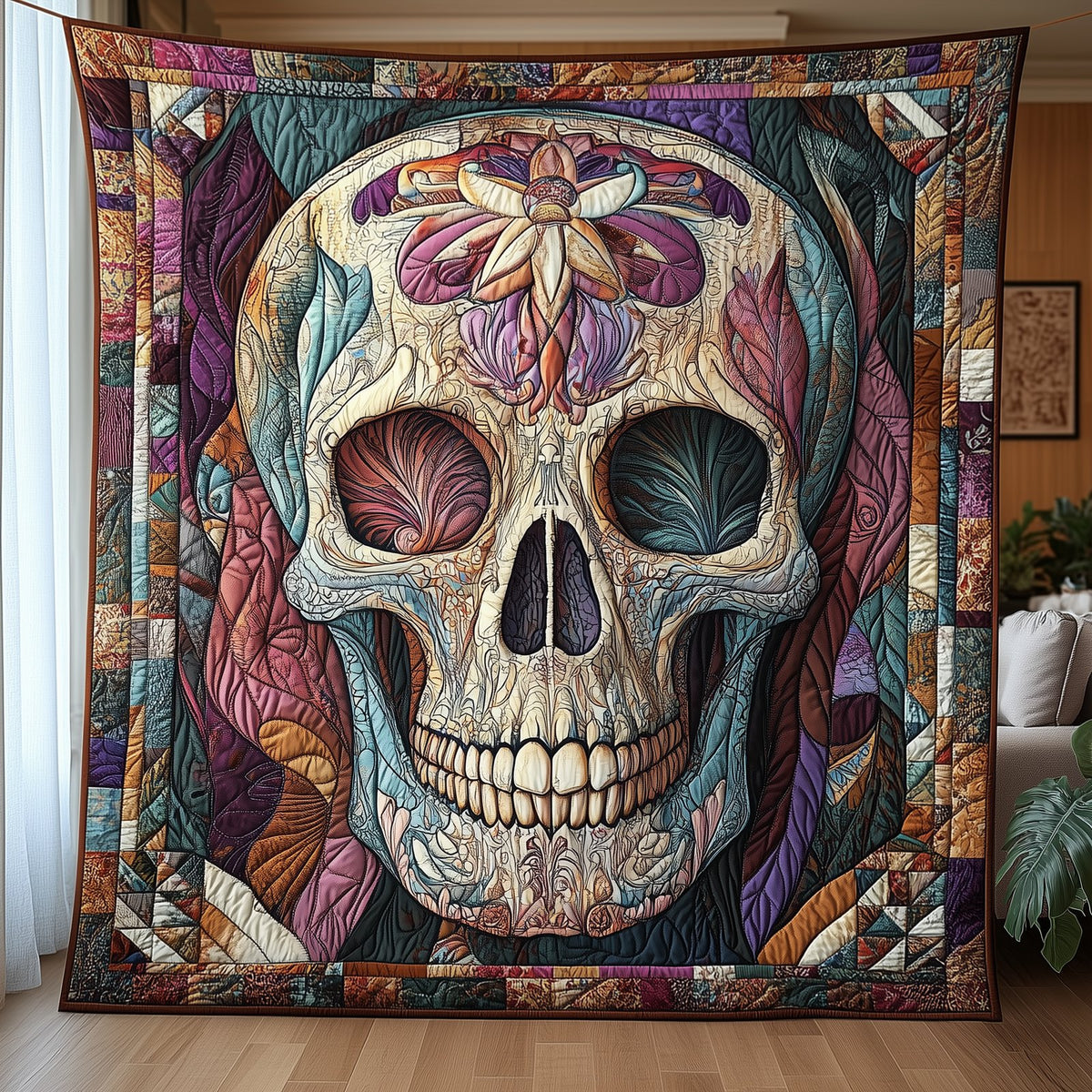 Skull Serenade Quilted Blanket printed blanket