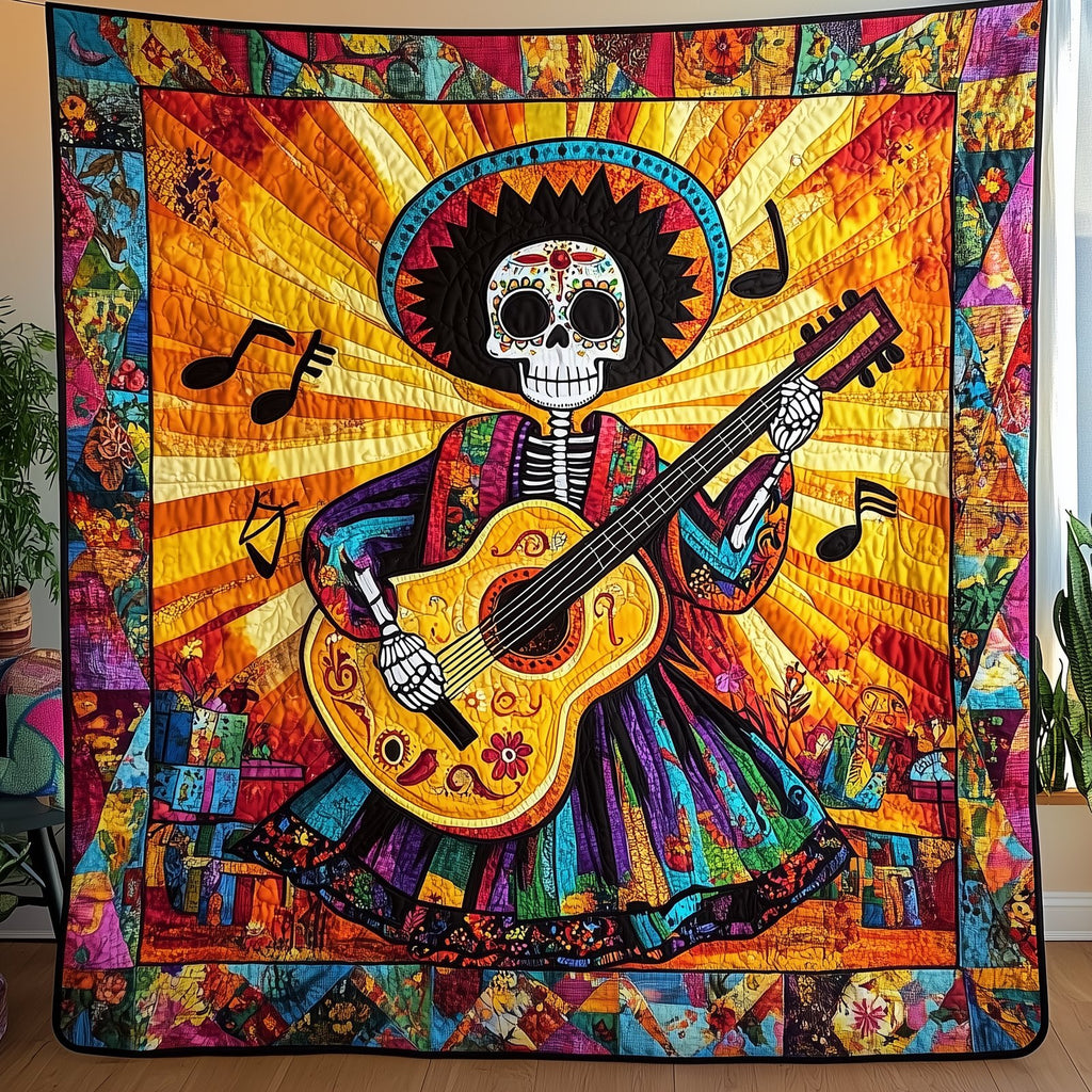 Skull & Strings Quilted Blanket printed blanket