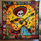 Skull & Strings Quilted Blanket printed blanket