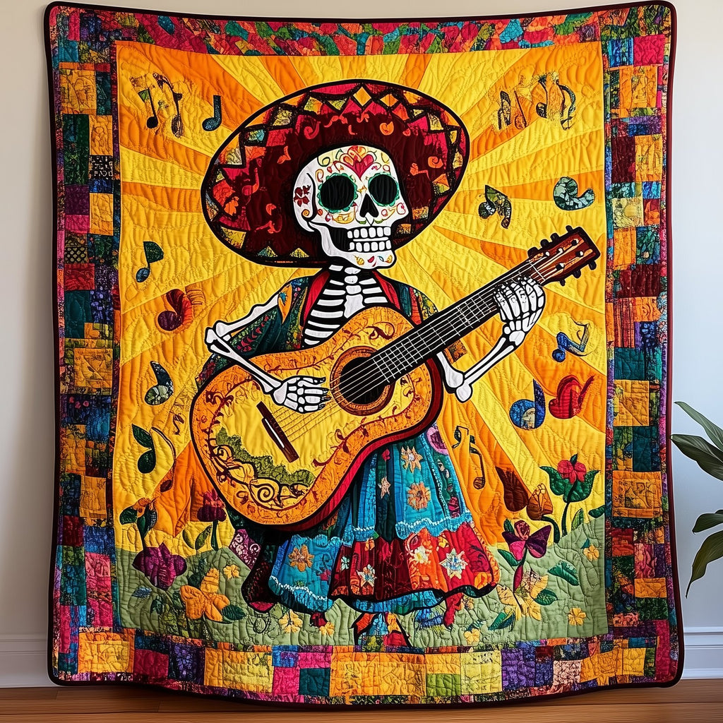 Skull & Strings Quilted Blanket printed blanket
