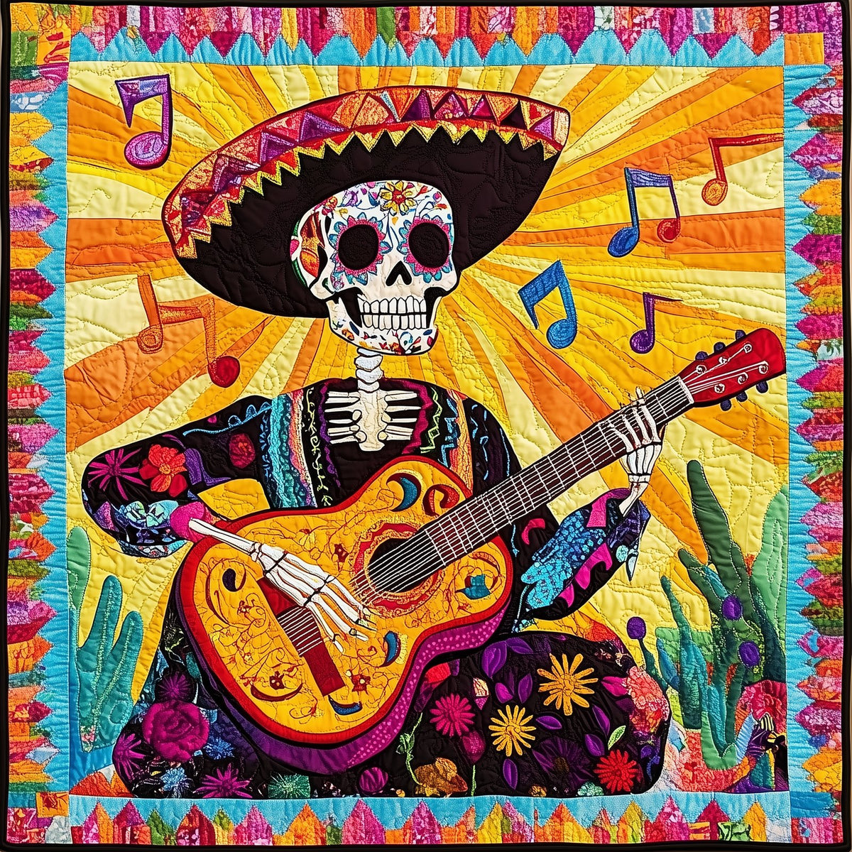 Skull & Strings Quilted Blanket printed blanket