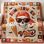 Skull Summerween Vibes Quilted Blanket printed blanket