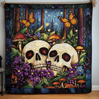 Skulls in Bloom Quilted Blanket printed blanket