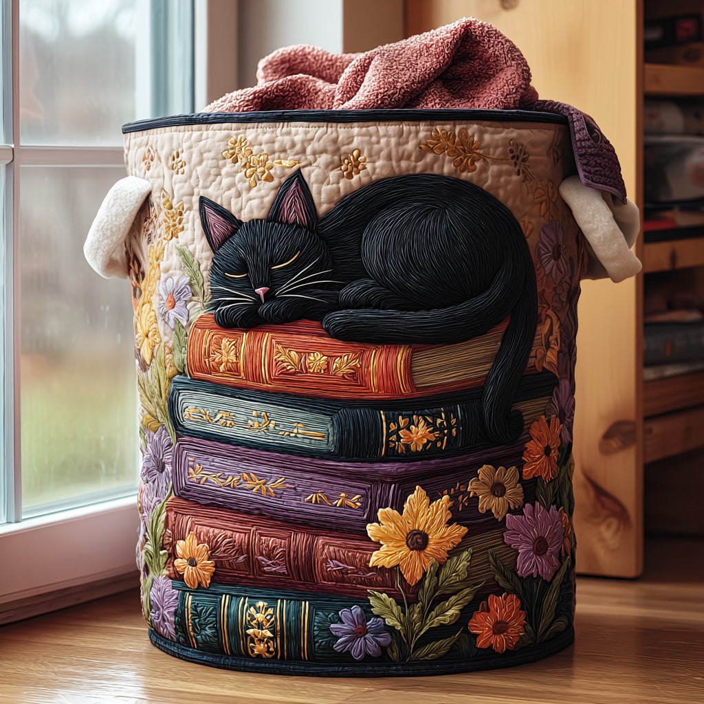 Sleeping Books Quilted Laundry Hamper printed laundry hamper
