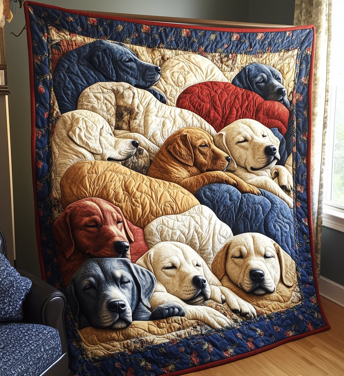 Sleeping Labrador Retriever Quilted Blanket printed blanket