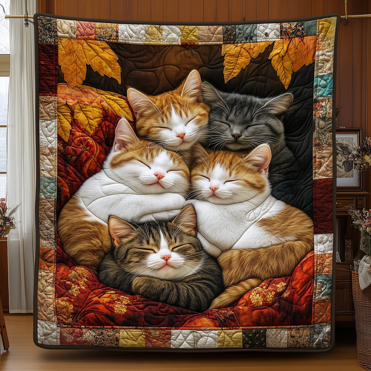 Sleeping Royal Cat Quilted Blanket printed blanket