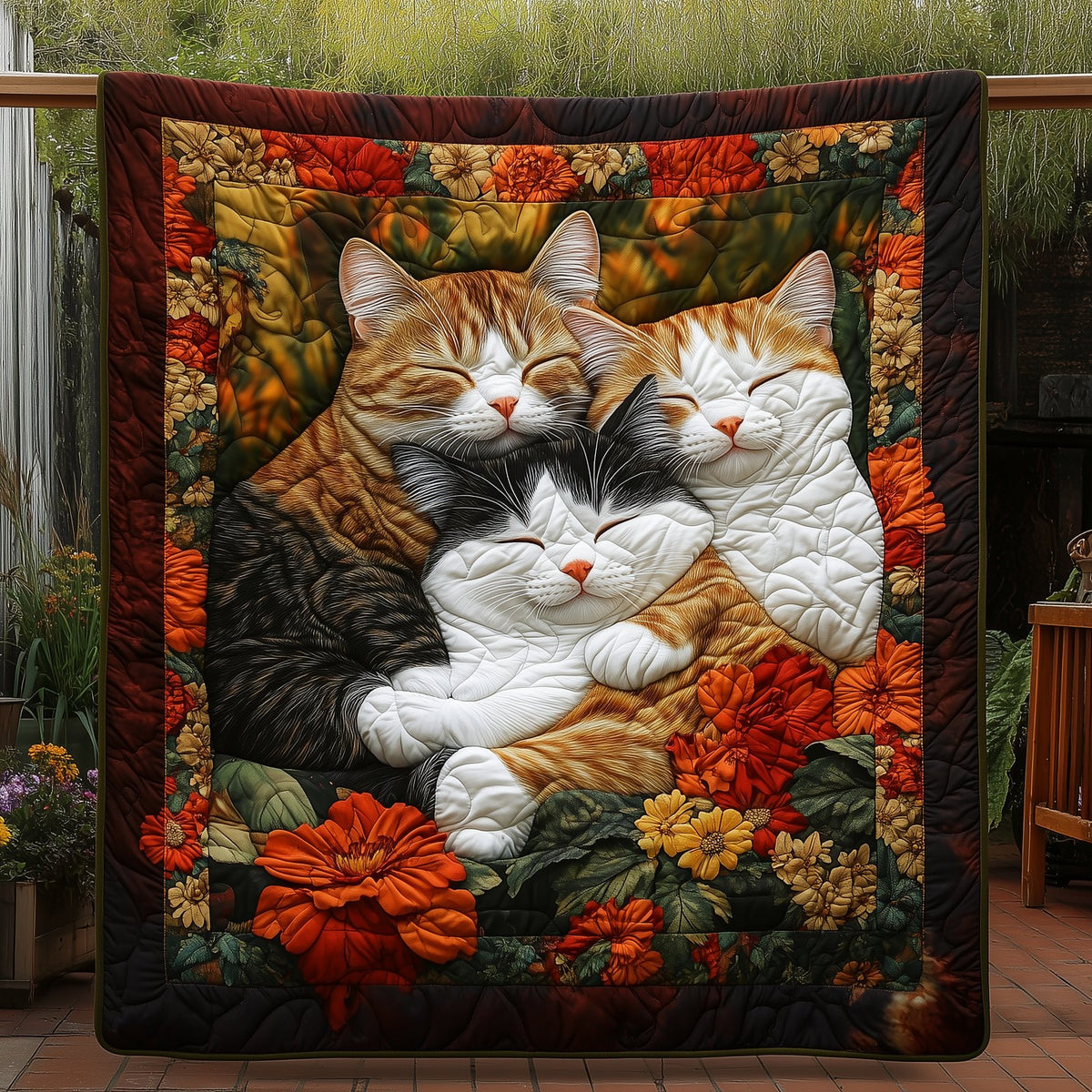 Sleeping Royal Cat Quilted Blanket printed blanket