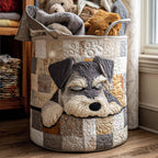 Sleepy Schnauzer Quilted Laundry Hamper printed laundry hamper