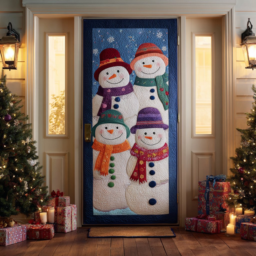 Smiling Snowman Quilted Door Curtain printed door curtain