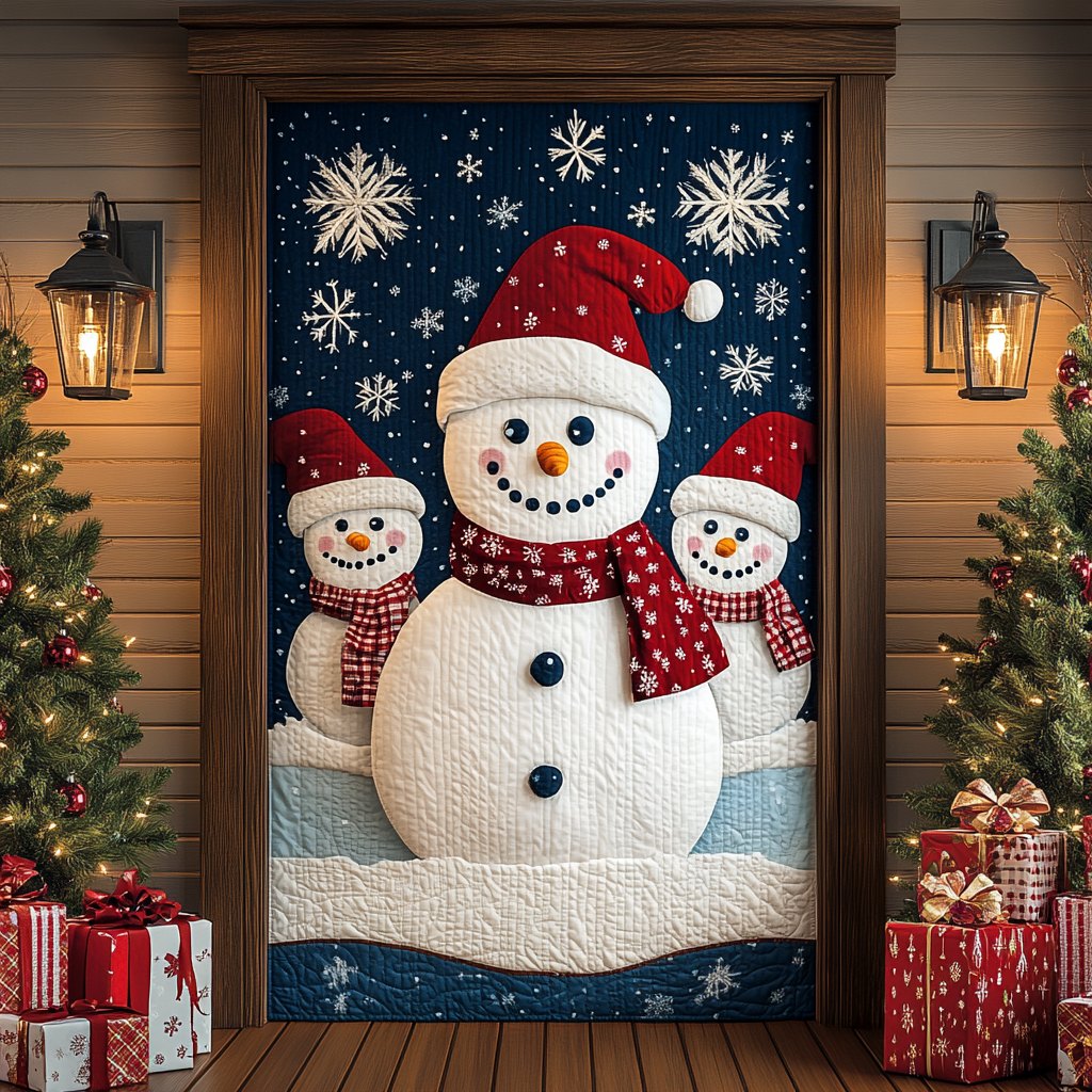 Smiling Snowman Quilted Door Curtain printed door curtain