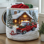 Snow Cabin Quilted Laundry Hamper printed laundry hamper