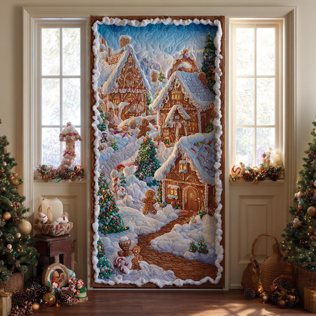 Snowflake Light Trail Quilted Door Curtain printed door curtain