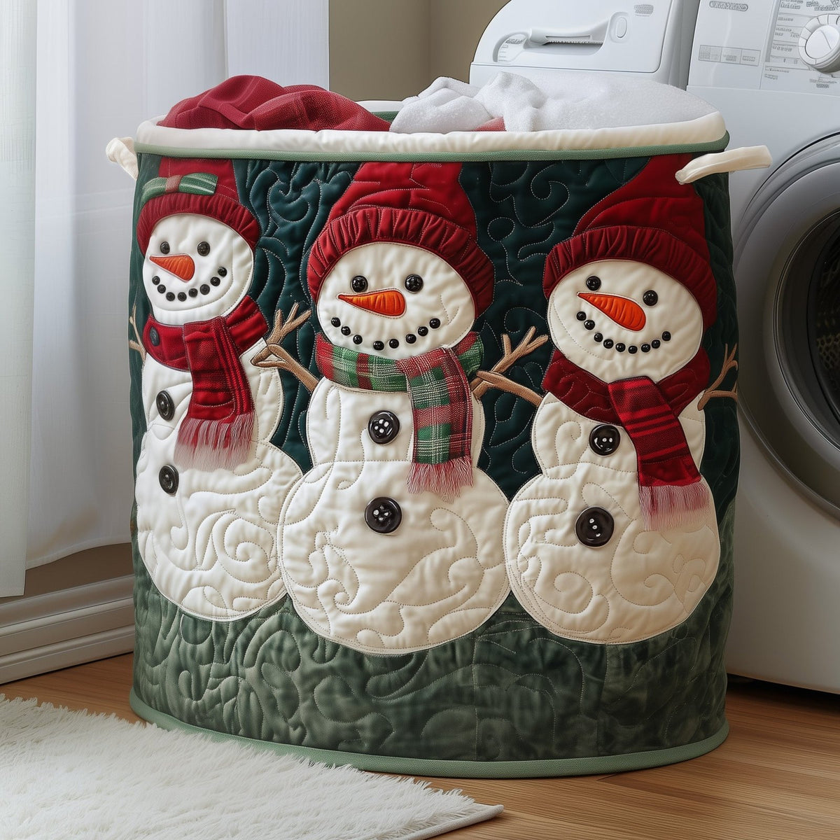 Snowman Friends Quilted Laundry Hamper printed laundry hamper