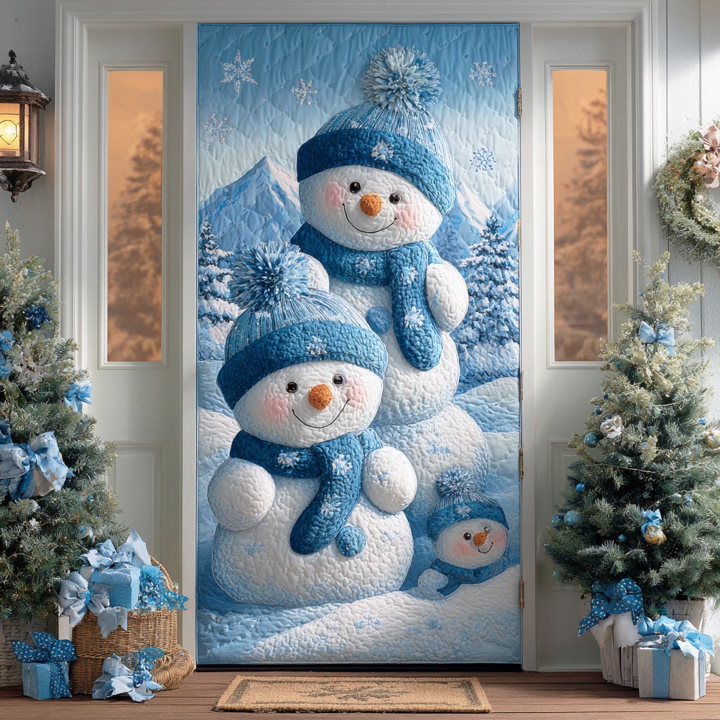 Snowman Holiday Smile Quilted Door Curtain printed door curtain