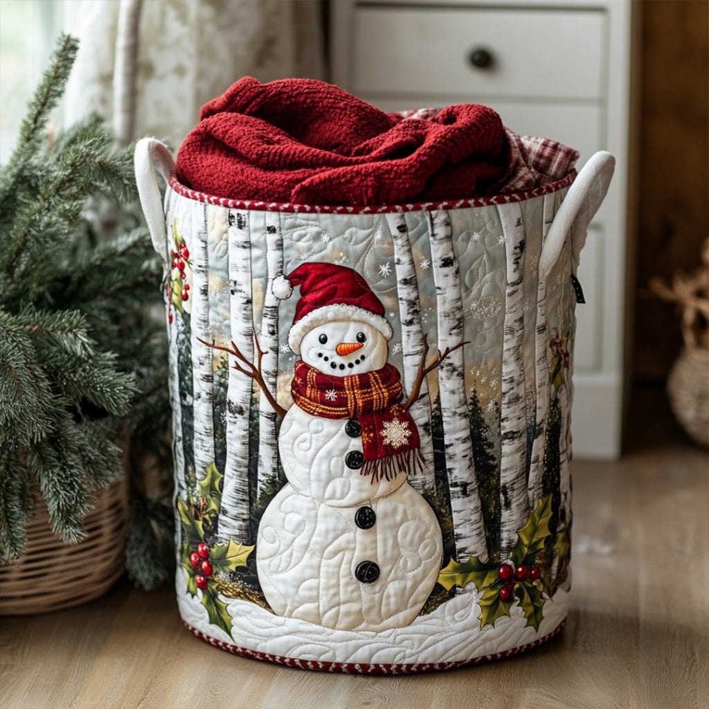 Snowman Snowy Joy Quilted Laundry Hamper printed laundry hamper