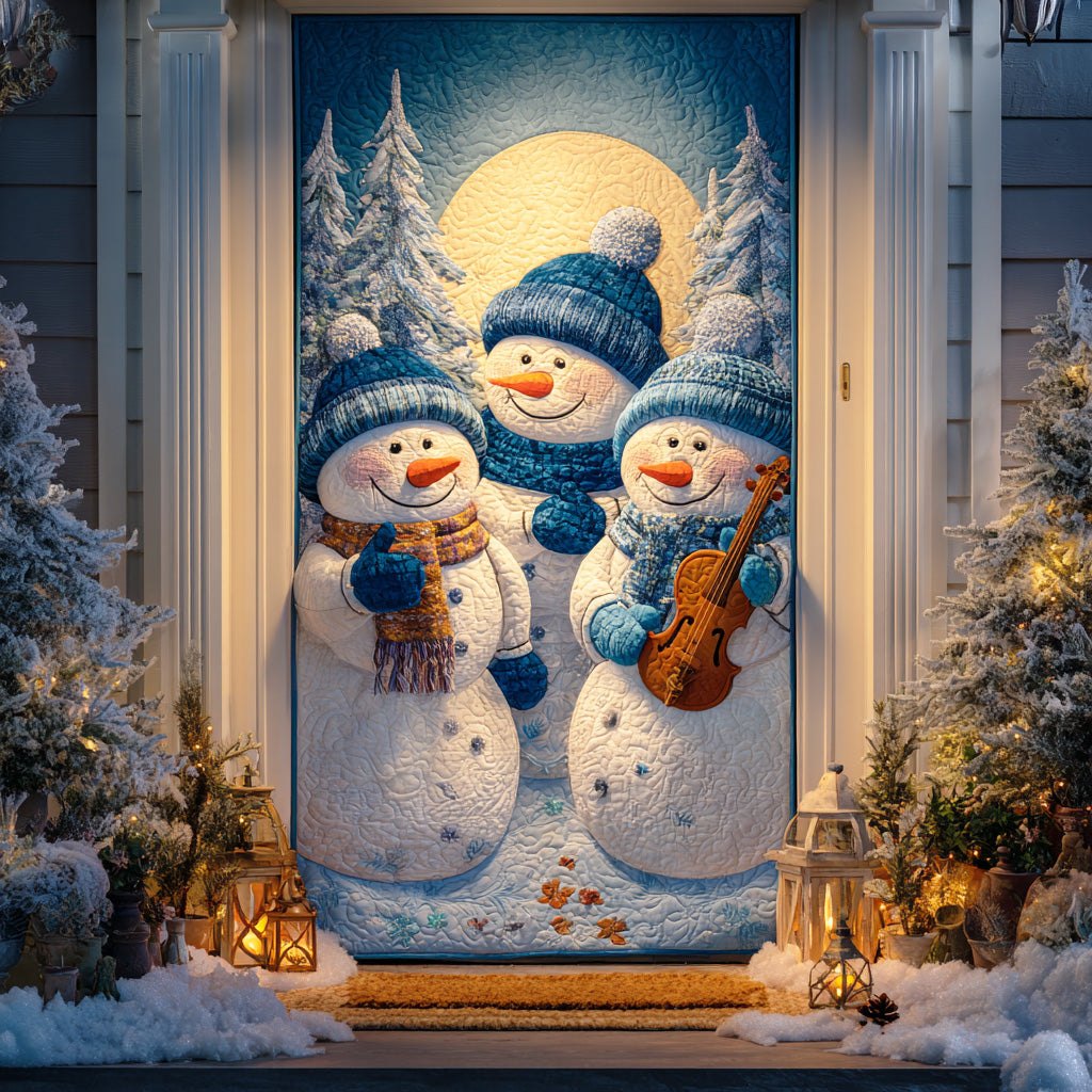 Snowman Winter Parade Quilted Door Curtain printed door curtain