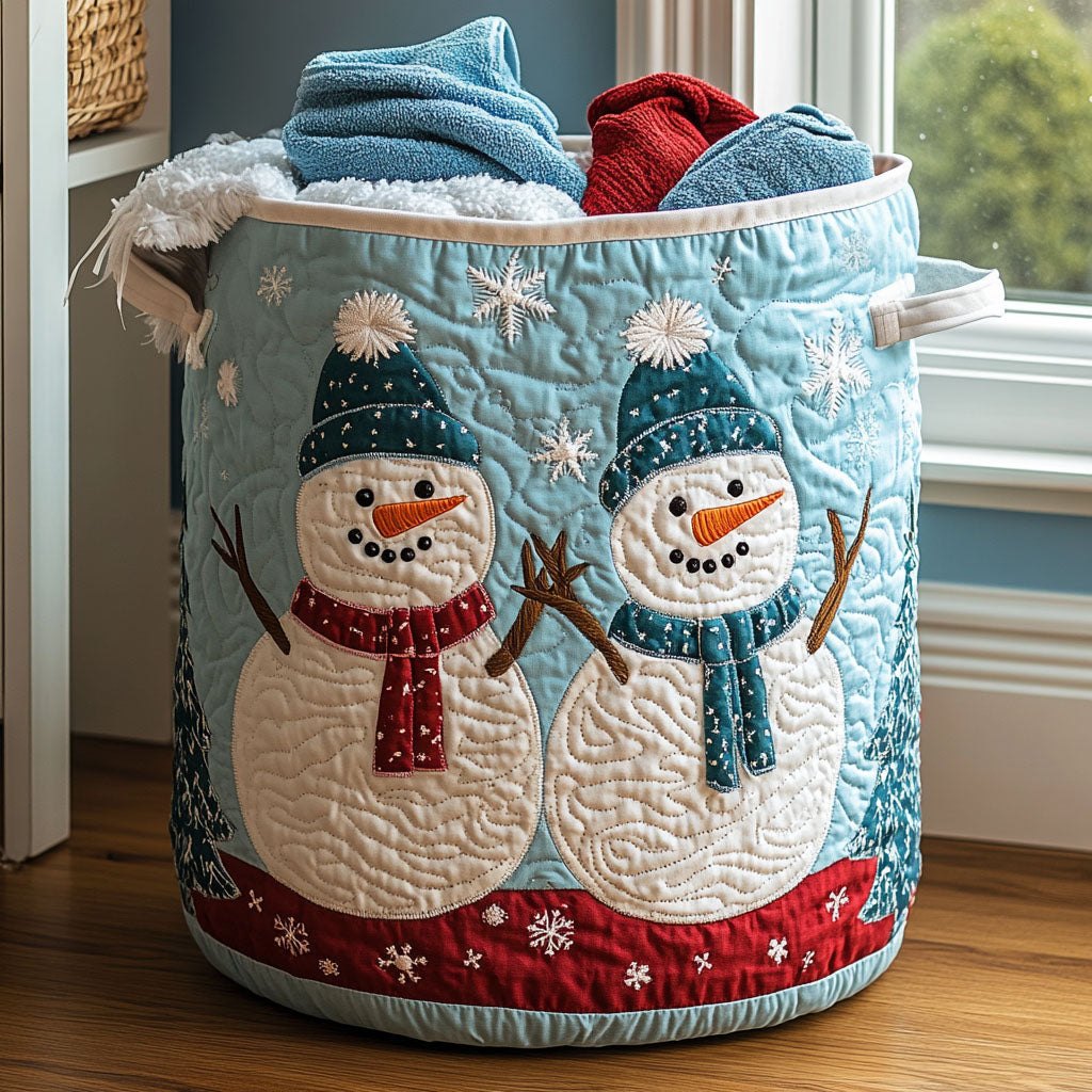 Snowman Wonder Quilted Laundry Hamper printed laundry hamper