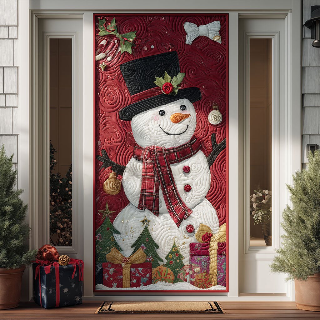 Snowy Cottage Quilted Door Curtain printed door curtain