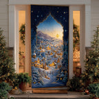 Snowy Dream Night Quilted Door Curtain printed door curtain