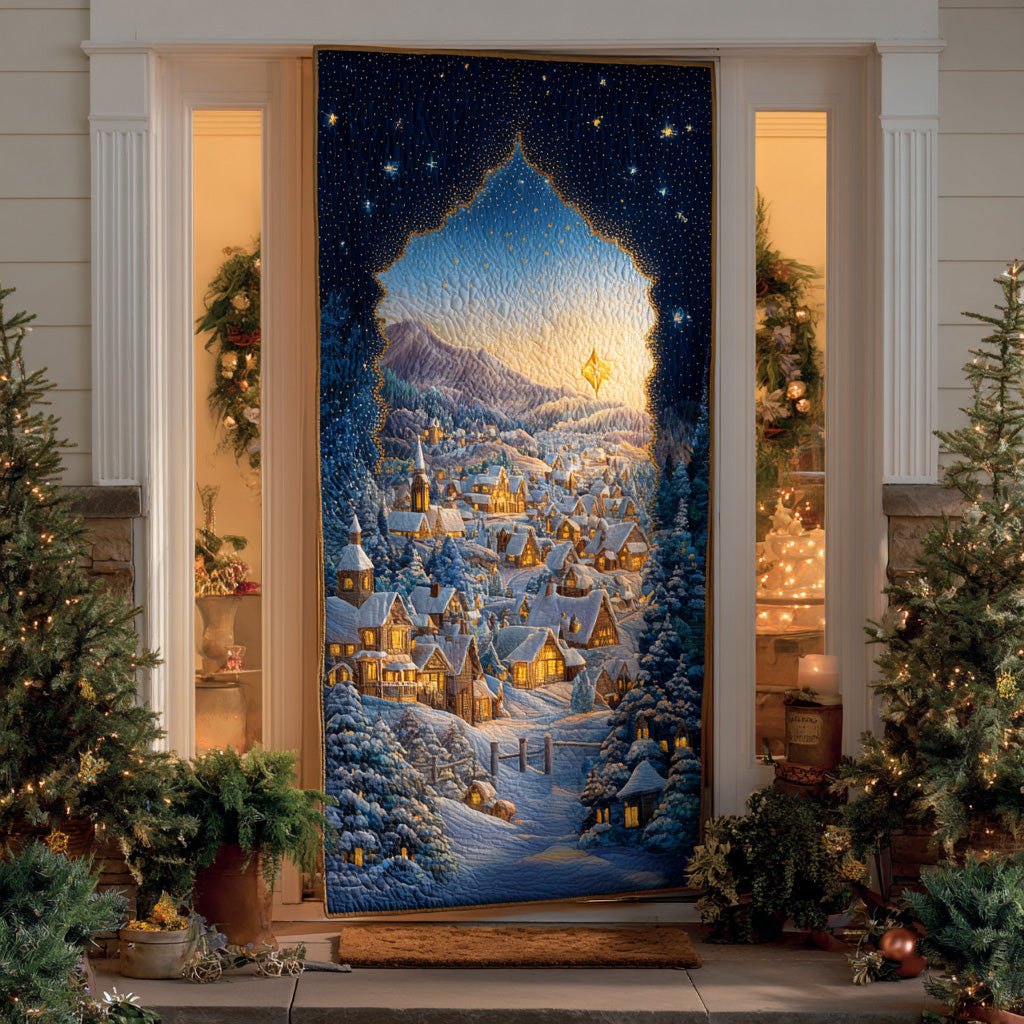 Snowy Dream Night Quilted Door Curtain printed door curtain