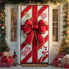 Snowy Gift Ribbon Quilted Door Curtain printed door curtain