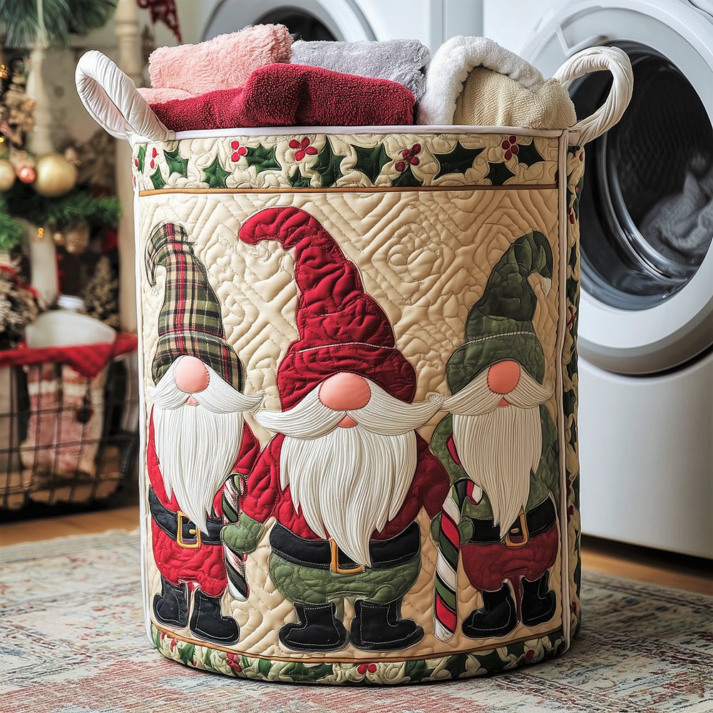 Snowy Gnome Quilted Laundry Hamper printed laundry hamper