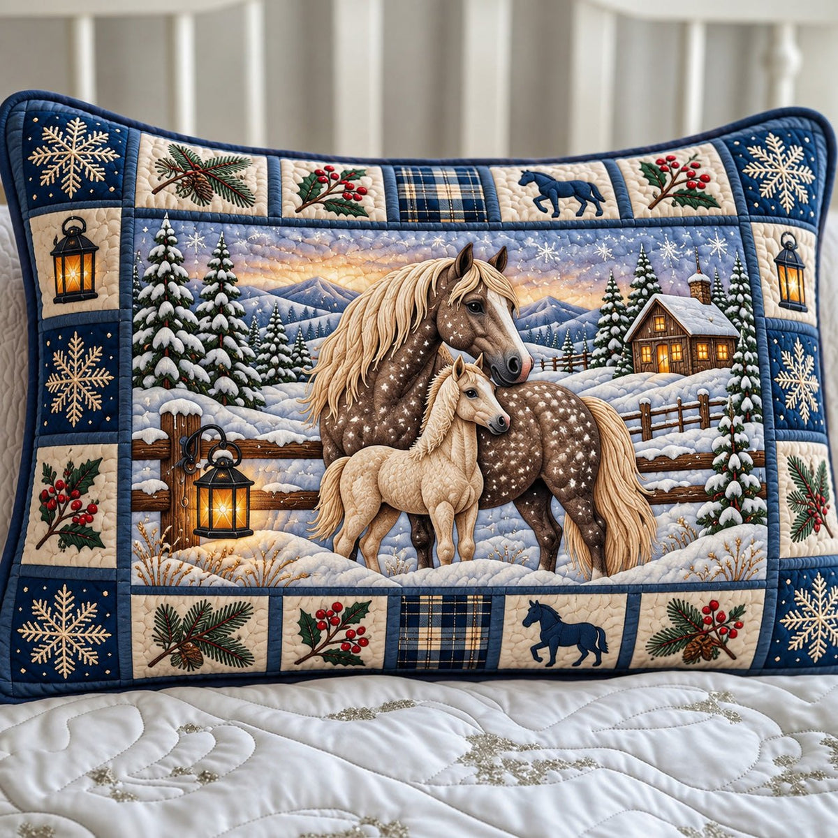 Snowy Horse Bedding Cushion Cover printed cushion cover