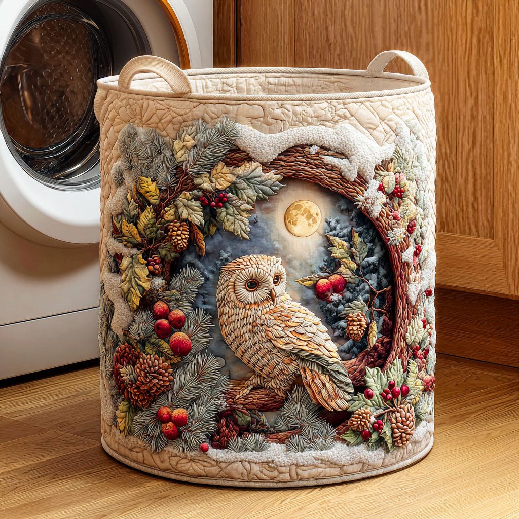 Snowy Owl Quilted Laundry Hamper printed laundry hamper