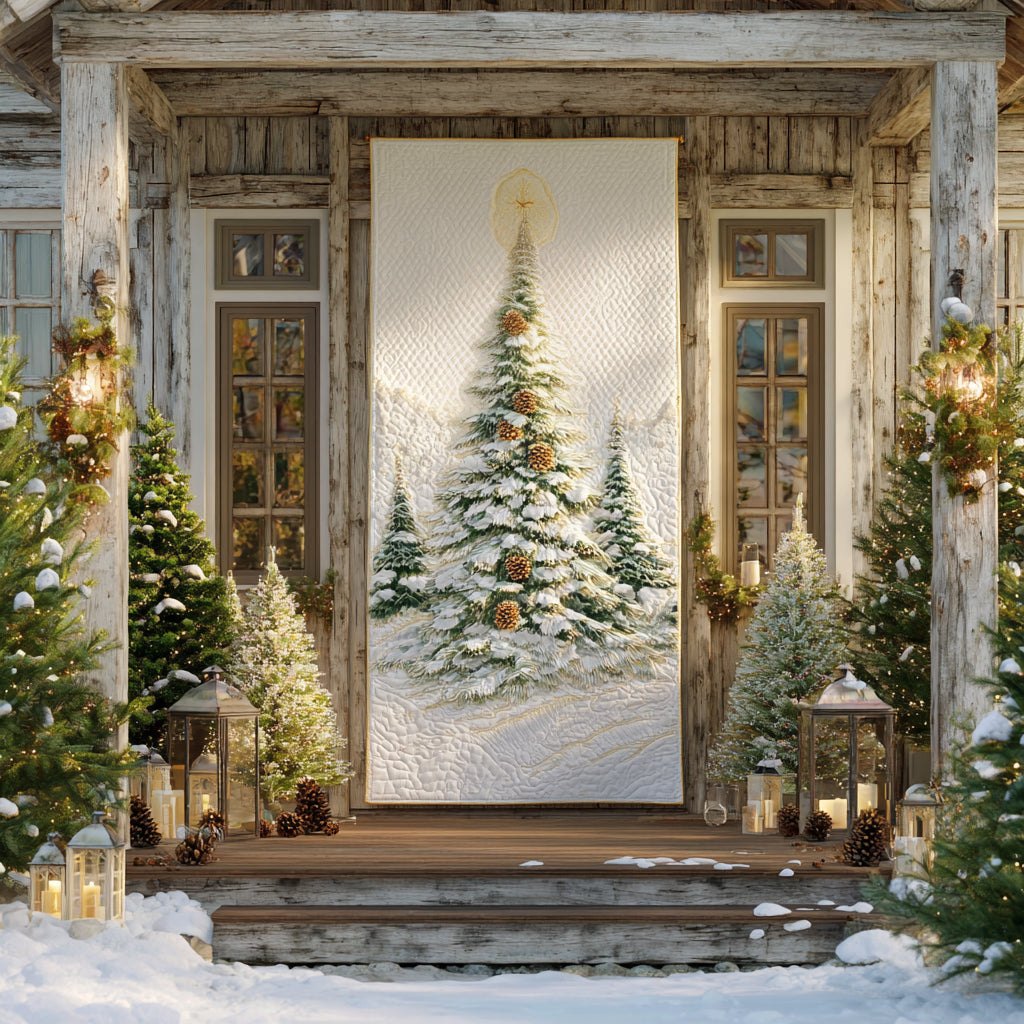 Snowy Pines Quilted Door Curtain printed door curtain