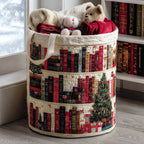 Snowy Reads Quilted Laundry Hamper printed laundry hamper