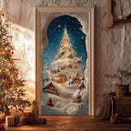 Snowy Spiral Tree Quilted Door Curtain printed door curtain