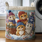 Snowy Whiskers Quilted Laundry Hamper printed laundry hamper