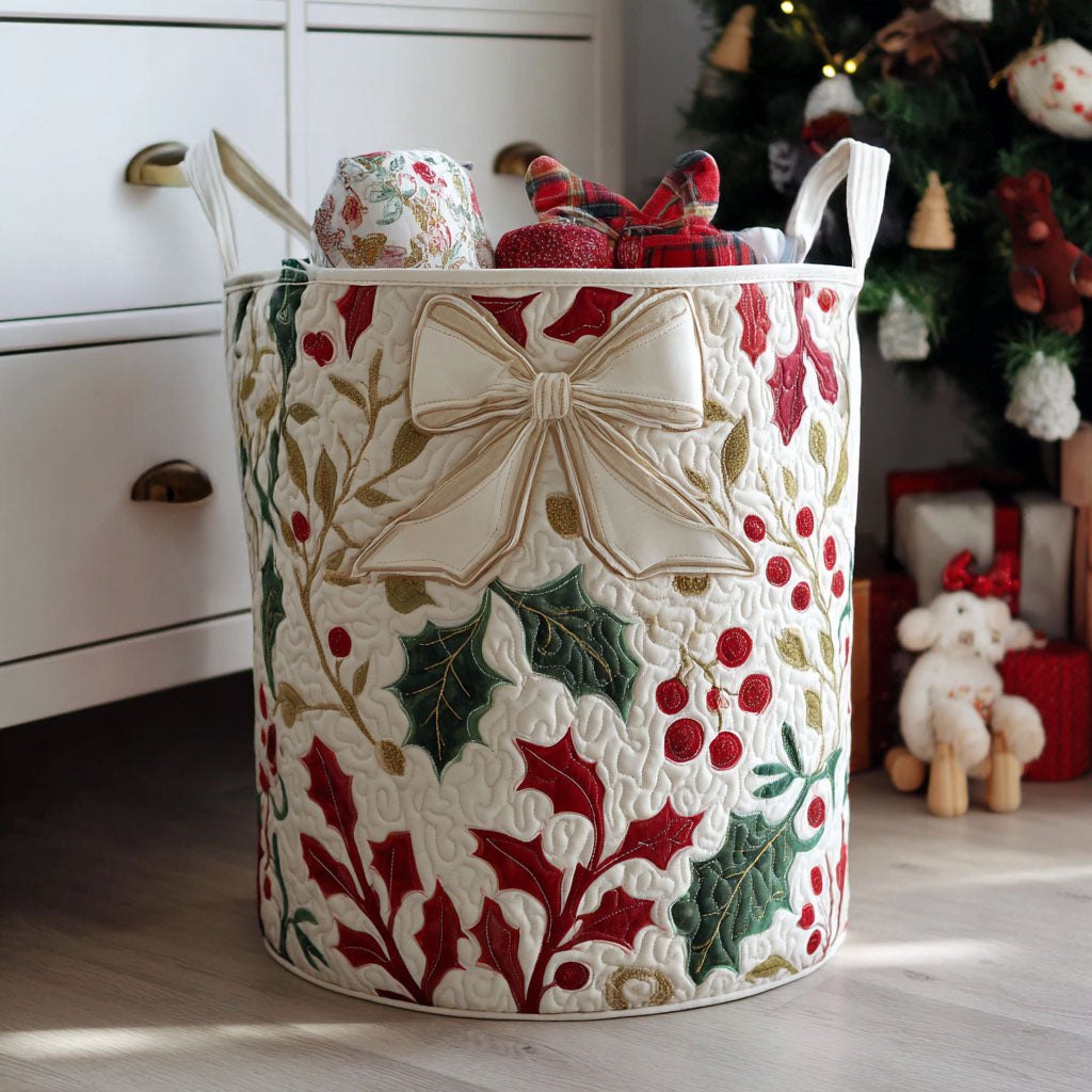 Snowy Wonder Quilted Laundry Hamper printed laundry hamper
