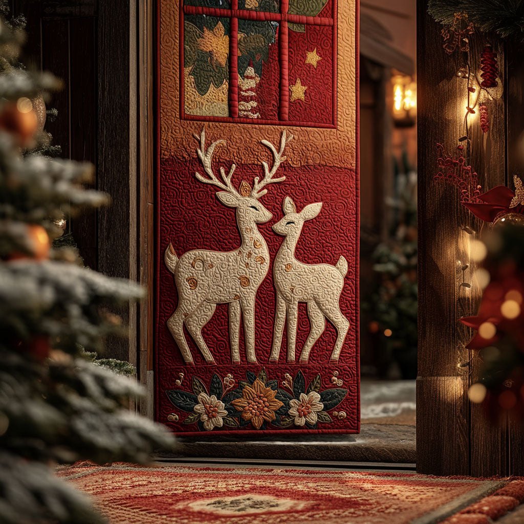 Snowy Woodland Pair Quilted Door Curtain printed door curtain