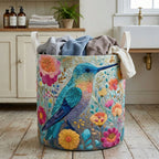Soft Meadow Quilted Laundry Hamper printed laundry hamper