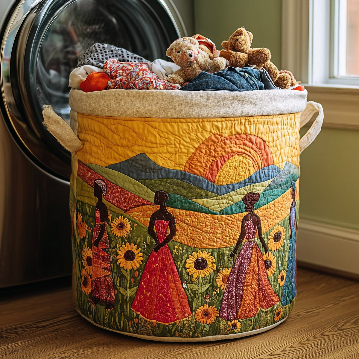 Soulbound Roots Quilted Laundry Hamper printed laundry hamper