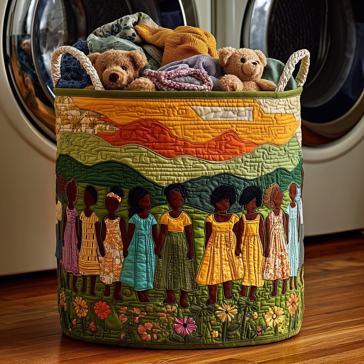 Soulbound Roots Quilted Laundry Hamper printed laundry hamper