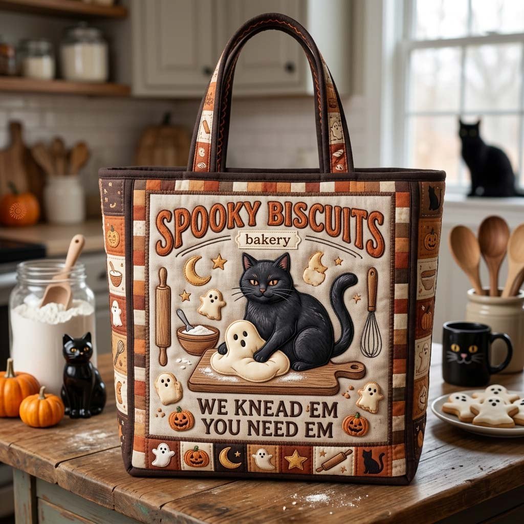 Spooky Biscuit Tote Quilted Tote Bag printed tote bag